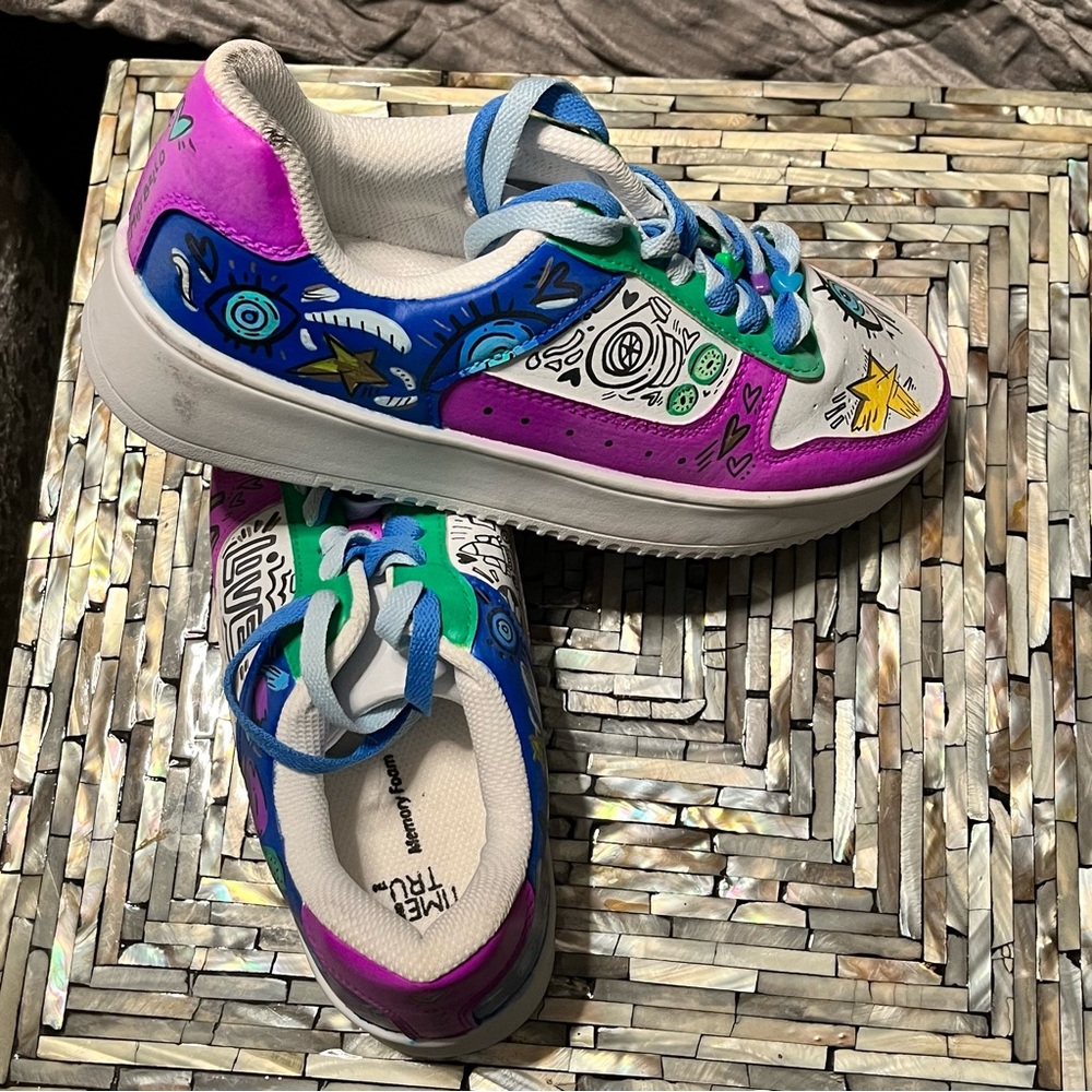 Live Laugh Love 💖 One of a kind hand painted Sneakers